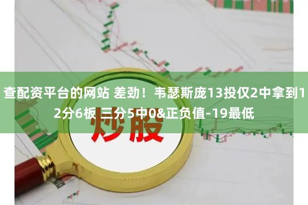查配资平台的网站 差劲！韦瑟斯庞13投仅2中拿到12分6板 三分5中0&正负值-19最低