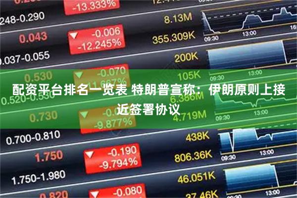 配资平台排名一览表 特朗普宣称：伊朗原则上接近签署协议