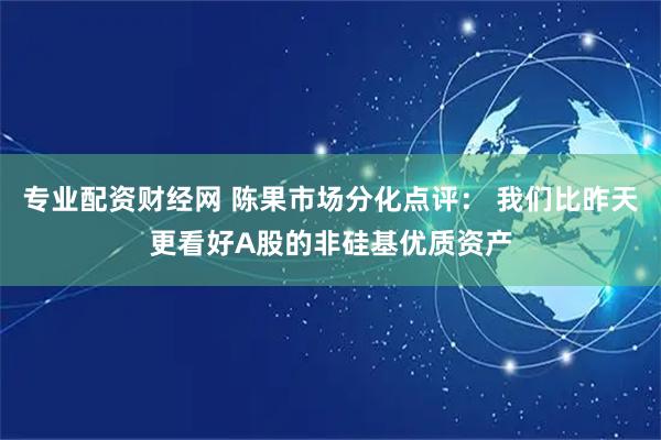 专业配资财经网 陈果市场分化点评： 我们比昨天更看好A股的非硅基优质资产